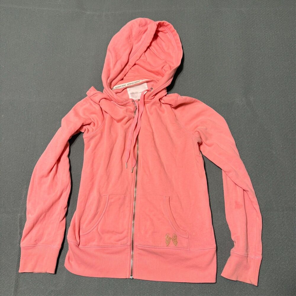 Vintage Victorias Secret Supermodel Essentials Hoodie M Pink Y2K McBling Zip Up